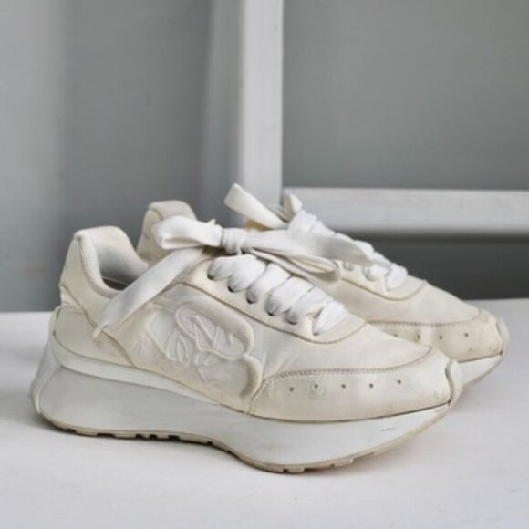 Alexander McQueen Shoes - Alexander McQueen Women's White Sprint Runner Low-Top Leather Sneakers sz 36 / 6